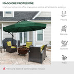 Outsunny Garden Umbrella 3x3 m with Mosquito Net, Crank Opening and Cross Base, Green - Borgè