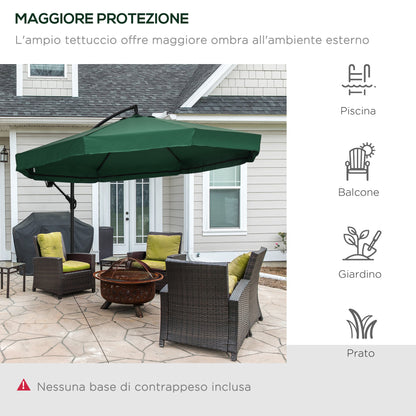 Outsunny Garden Umbrella 3x3 m with Mosquito Net, Crank Opening and Cross Base, Green - Borgè