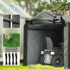 Garage Awning with Roller Entrance, Ropes and Pegs, in Galvanized Metal and PE, 220x157x165 cm, Dark Gray