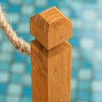 Outdoor Wooden Bridge with Hemp Sides, Fir Wood Structure, 150x58x58.5cm, Orange