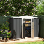 Garden Tool Shed in Galvanized Steel with 2 Doors, 246x117x180 cm, Dark Grey