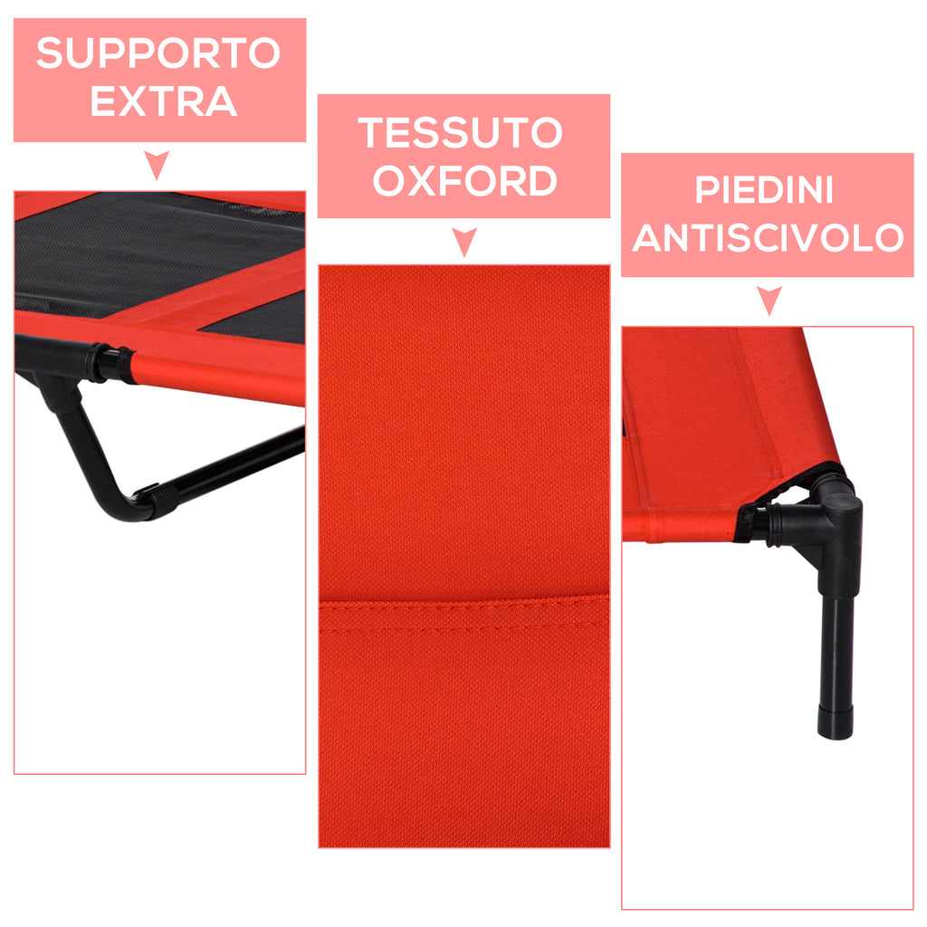 PawHut Raised Bed for Large Dogs with Mesh Fabric, Maximum Weight 30kg, 91.5x76.2x18 cm, Red - Borgè