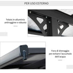 Outsunny 4.4x3m Adjustable Garden Pergola in Polycarbonate and Aluminum, Grey