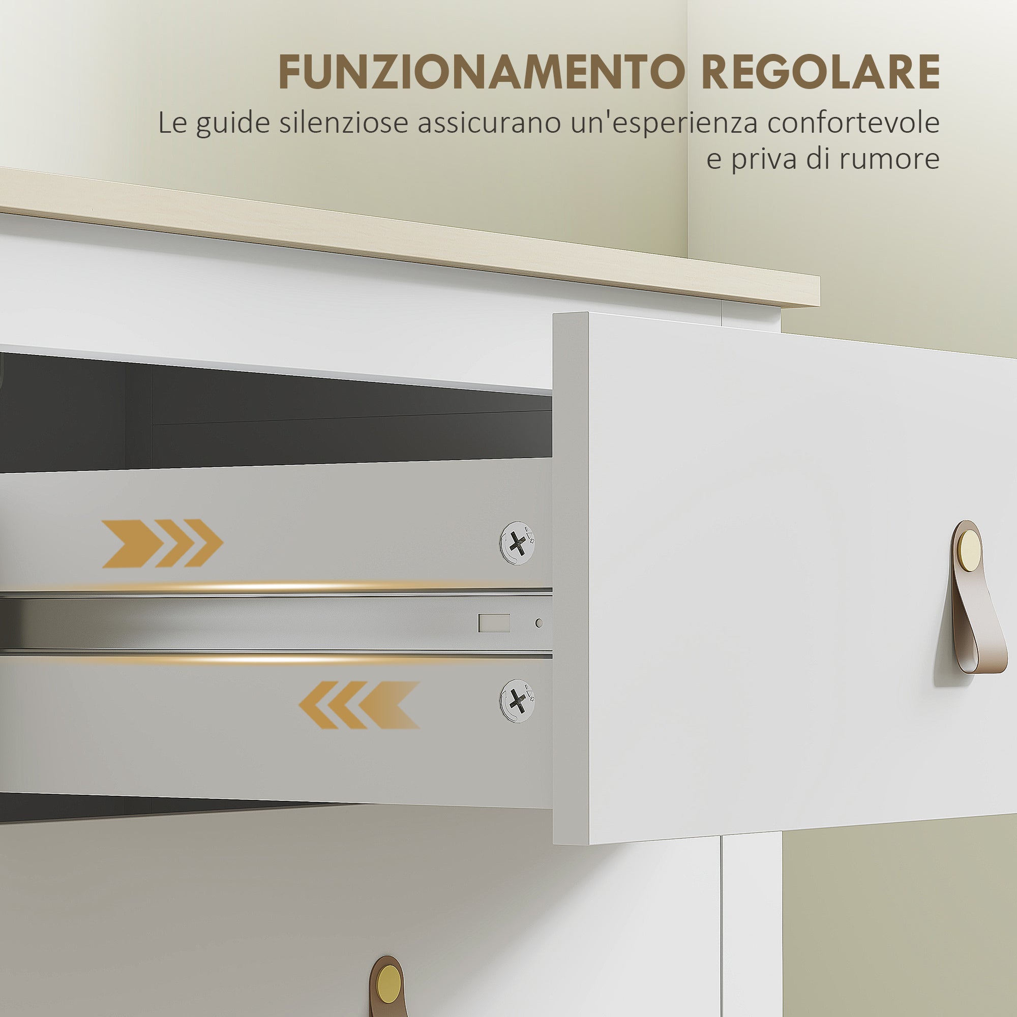 6-Drawer Bedroom Chest with Faux Leather Handles, 120x40x78 cm, White