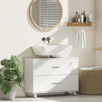 Modern Under Sink Cabinet with 2 Drawers and Dividers for Pedestal-Free Sink, 80x30x60 cm, White