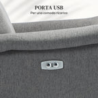 Reclining Chair with Footrest, in Linen Effect Fabric, Wood and Metal, 77x91x106 cm, Dark Grey