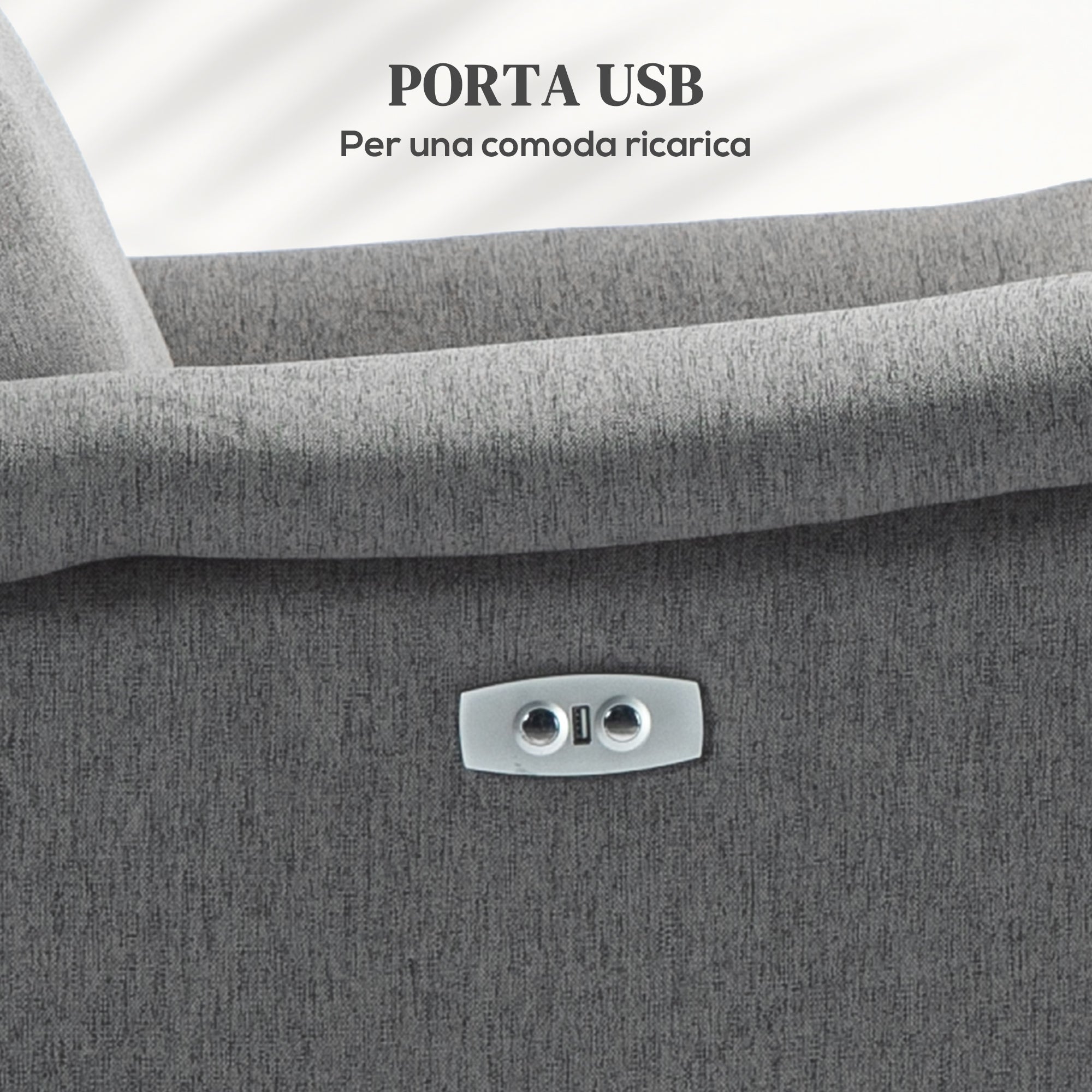 Reclining Chair with Footrest, in Linen Effect Fabric, Wood and Metal, 77x91x106 cm, Dark Grey