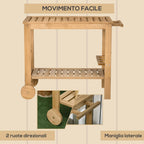 Outsunny Wooden Garden Food Cart with 2 Shelves and Bottle Holder, 95x47x74 cm, Wood Color