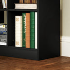 Modern Wooden Bookcase with Central Drawer and Anti-Tip Kit, 60x26x158 cm, Black