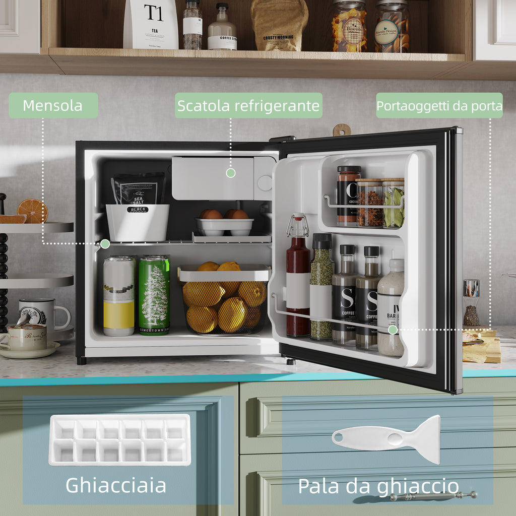 46L Mini Refrigerator with Ice Cube Tray, Reversible Door, Adjustable Temperature, Silver