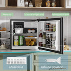 46L Mini Refrigerator with Ice Cube Tray, Reversible Door, Adjustable Temperature, Silver