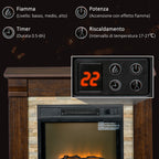Built-in Electric Fireplace with Timer, Adjustable Flame and Temperature, 80x21.6x67.8 cm, Brown