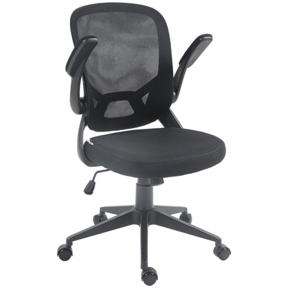 HOMCOM Ergonomic Office Chair with Adjustable Height, Folding Armrests and Mesh Fabric, Black - Borgè