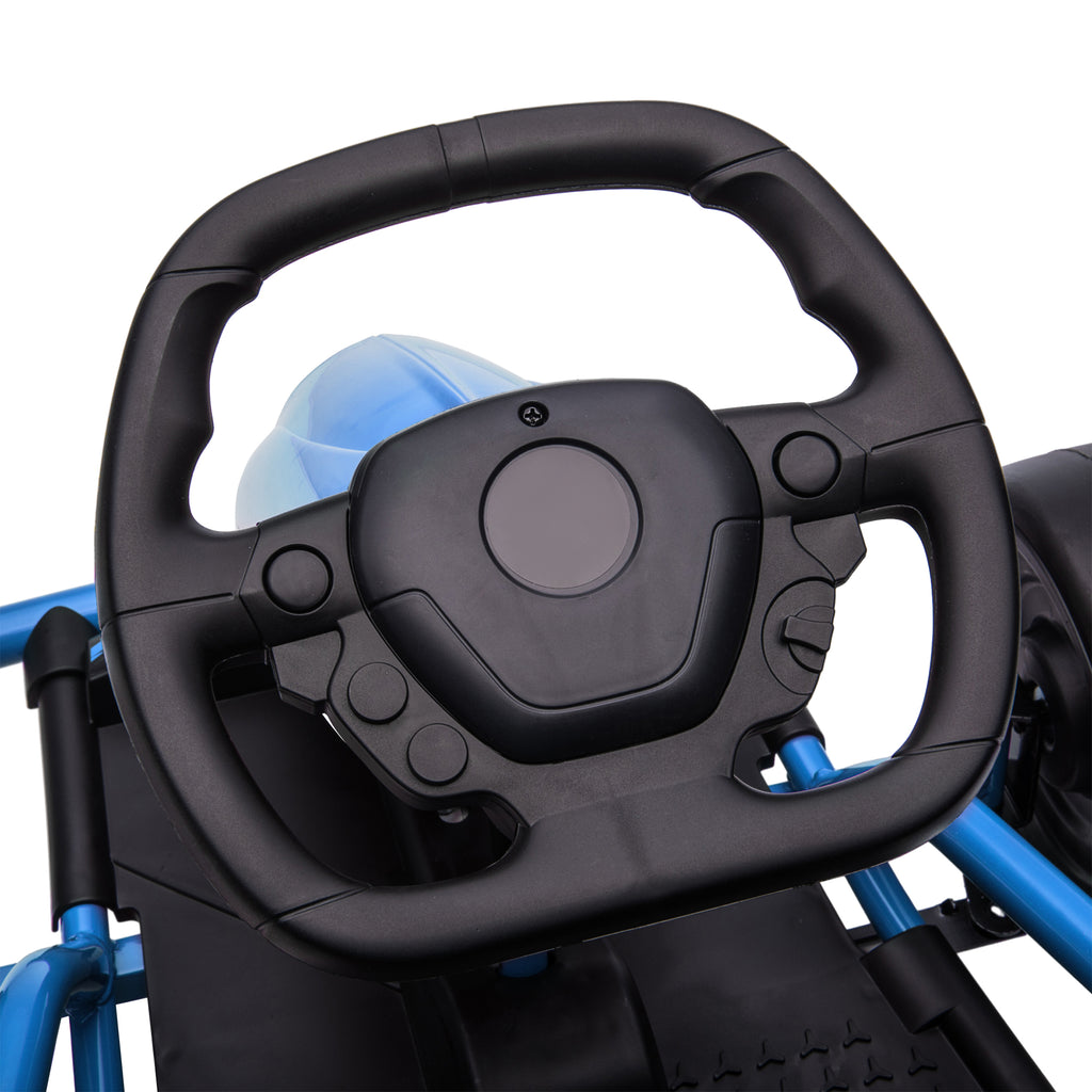 Electric Go-Kart for Children 8-12 Years with High Backrest and Safety Belt, 115x77x54 cm, Blue and Black