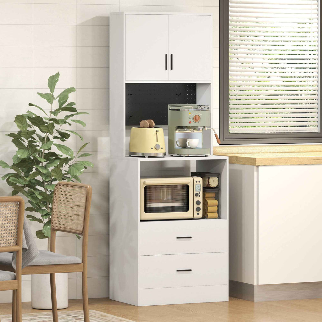 HOMCOM Microwave Cabinet with Adjustable Shelf, 2 Drawers, White