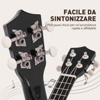 HOMCOM 21-Inch Beginner Ukulele with Nylon Strings, Pick and Replacement String, Black