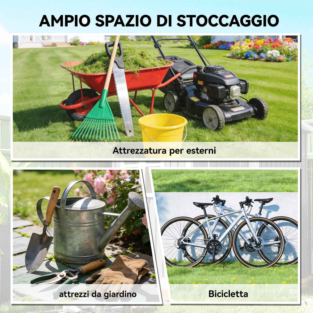 Outsunny Steel Garden Shed with 2 Sliding Doors, Black, 2.6 m²