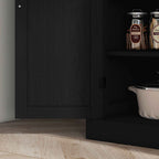 HOMCOM Tall Kitchen Cabinet with 6 Adjustable Shelves and 4 Wooden Doors, 76x40.5x184 cm, Black