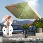 Outsunny 2x3m Rectangular Garden Umbrella with Frill Edge and Crank Handle, Metal and Polyester, Beige