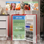 HOMCOM 91L Small Reversible Single-Door Refrigerator with Freezer and Adjustable Temperature, Red