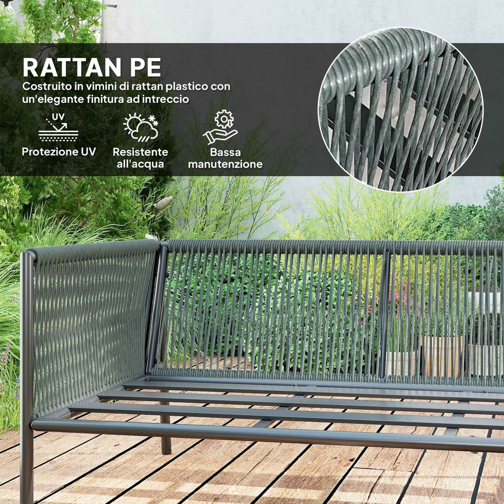 Outsunny Rattan Garden Lounge Set with Modular Corner Sofa, Coffee Table, and Cushions, Grey
