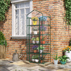 Outsunny 5-Tier Steel Mini Greenhouse for Garden and Terrace Plants with PVC Cover, 69x49x193 cm, Green