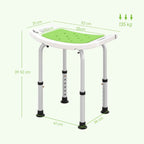 HOMCOM Shower Stool in Aluminum Alloy and Non-Slip Plastic, 6-Level Adjustable Height 39-52cm, Green