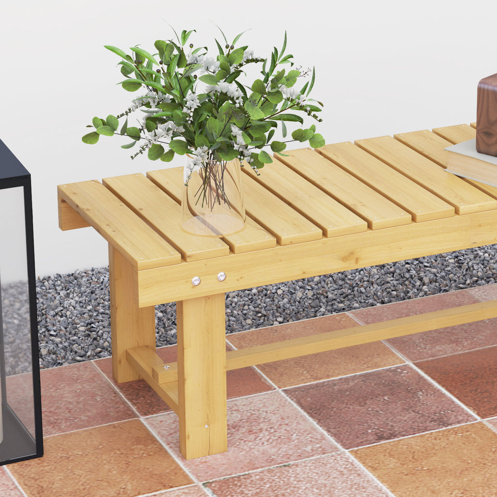 Waterproof 2-Seater Outdoor Bench in Fir Wood, for Garden Terrace, Up to 250kg, 110x38x35cm