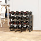 4-Tier Stackable Wave Bottle Rack for 16 Bottles, Metal, 42.5x16.5x41 cm, Black