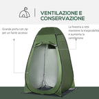 Camping and Beach Shower Tent with Zipper Door and Transport Bag, 126x124x189 cm, Dark Green