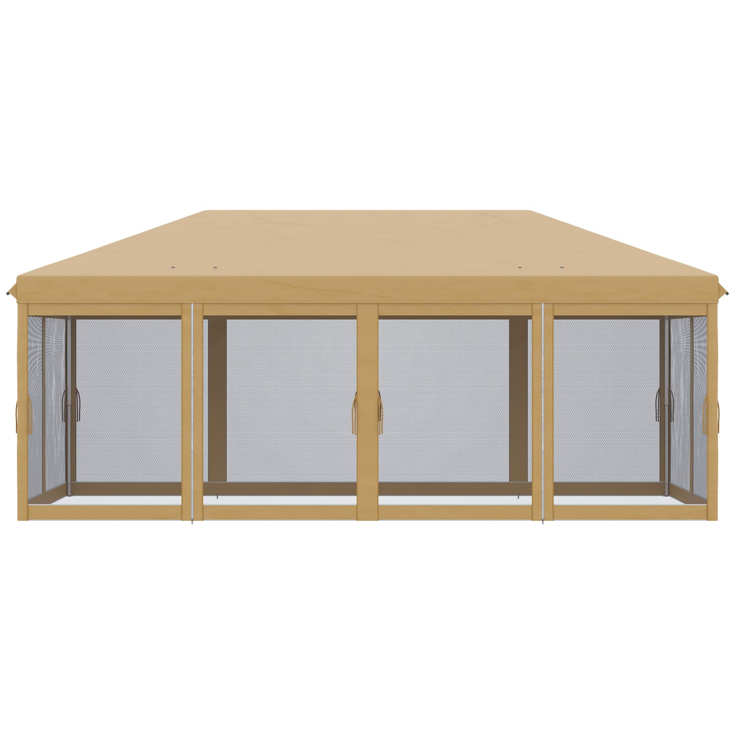 Folding Garden Gazebo 6x3m with Mosquito Net, Adjustable Height and Transport Bag, Beige - Borgè