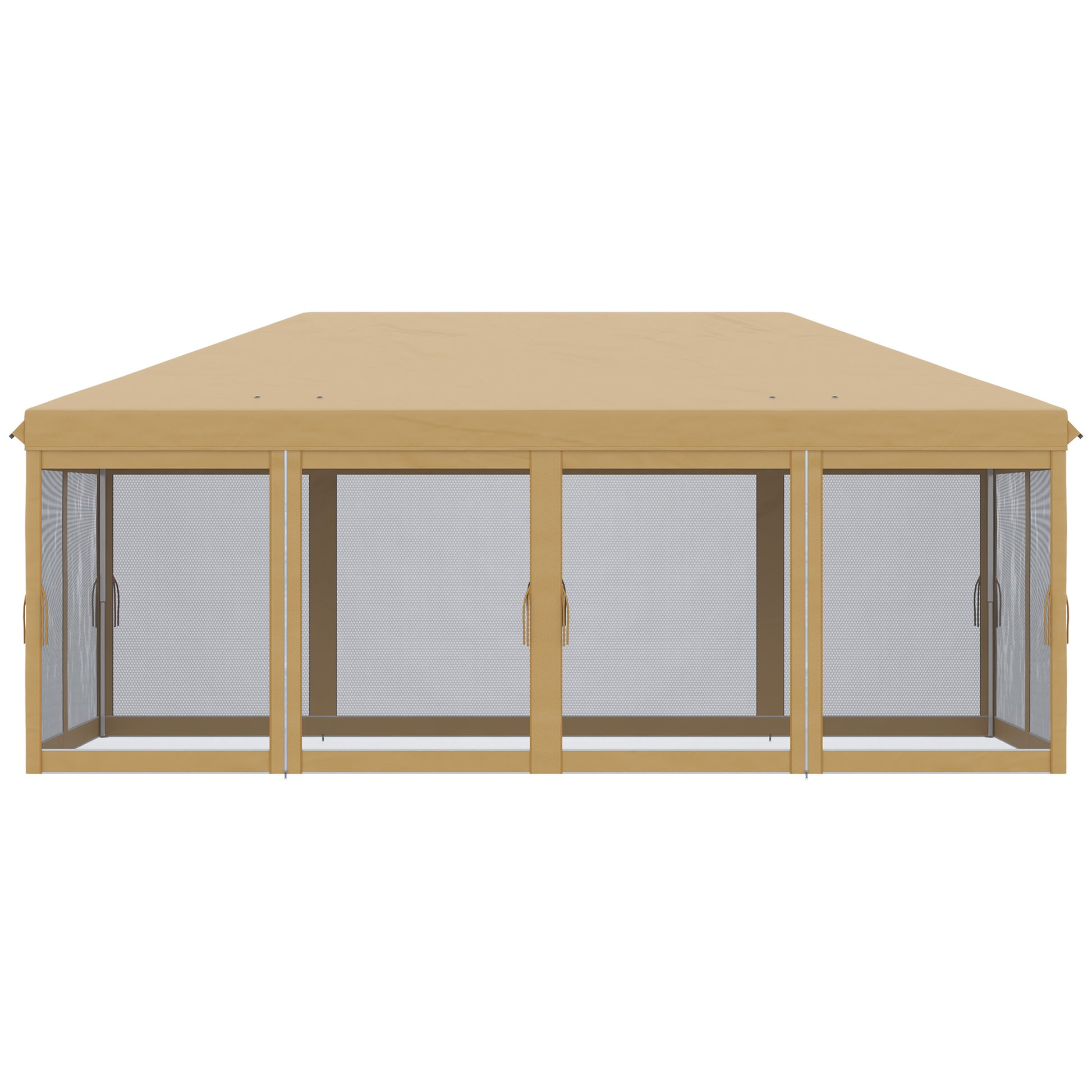 Folding Garden Gazebo 6x3m with Mosquito Net, Adjustable Height and Transport Bag, Beige - Borgè