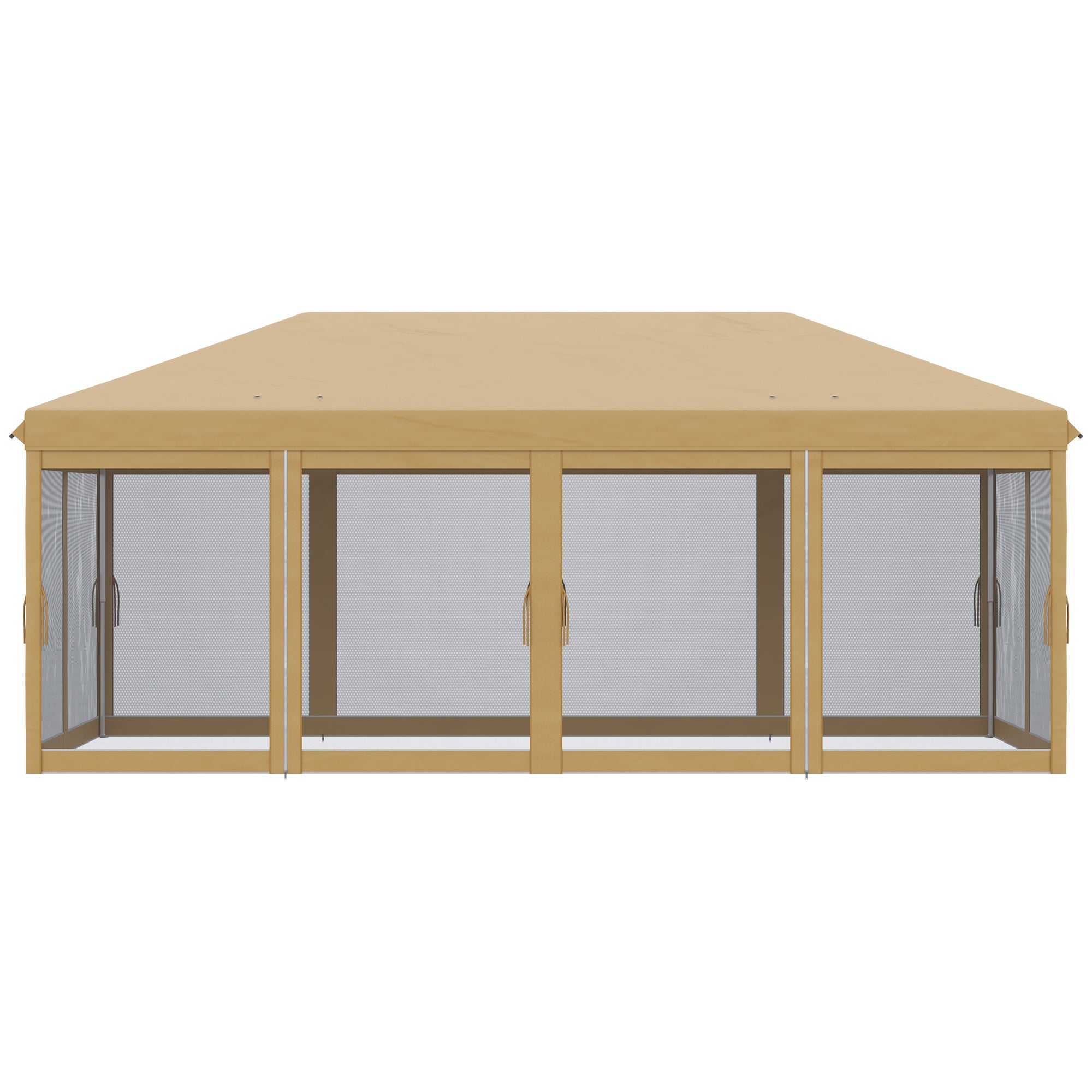 Folding Garden Gazebo 6x3m with Mosquito Net, Adjustable Height and Transport Bag, Beige - Borgè