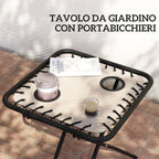 Set of 2 Folding Zero Gravity Deck Chairs with Adjustable Backrest and Table, Beige