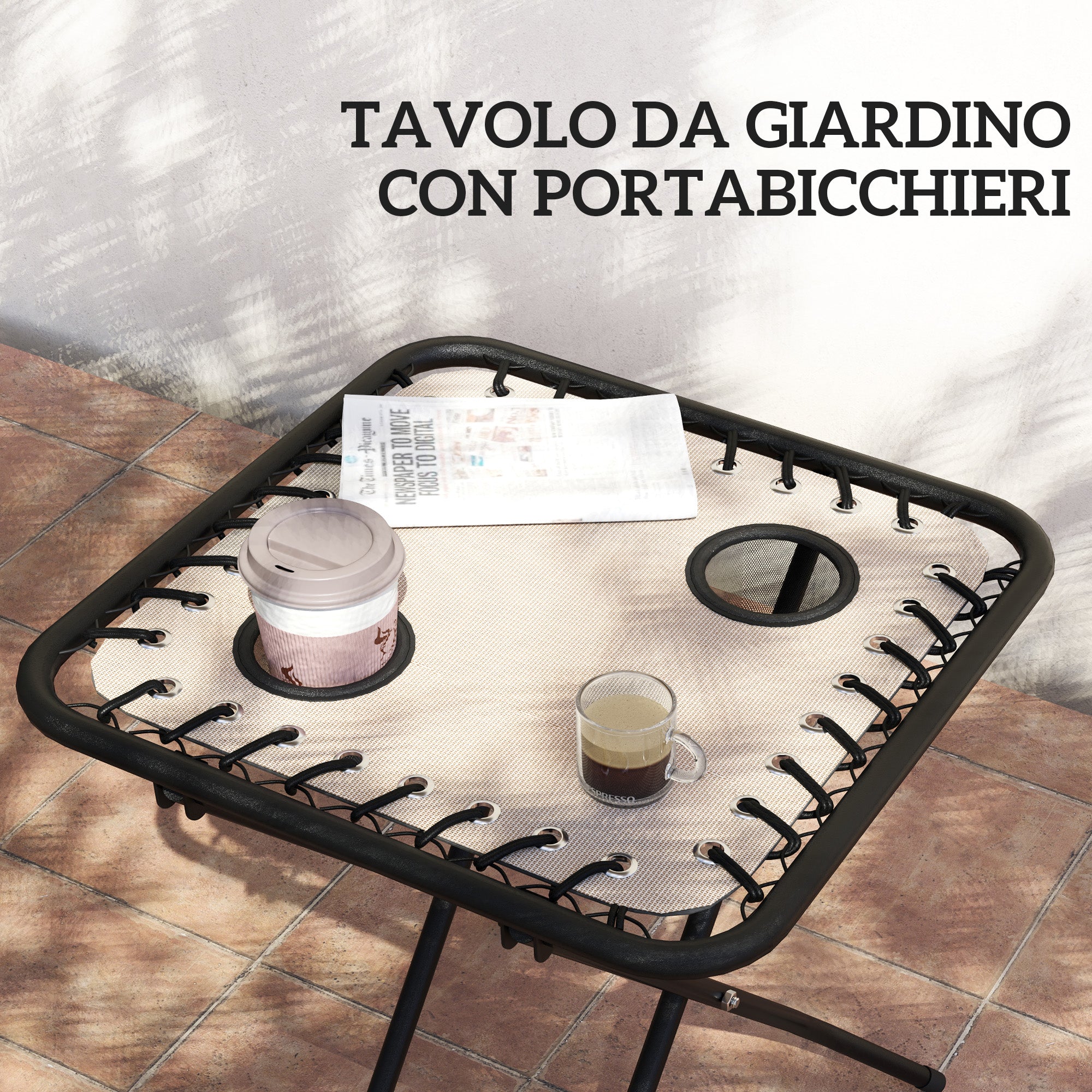 Set of 2 Folding Zero Gravity Deck Chairs with Adjustable Backrest and Table, Beige