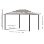 3.6x3m Garden Gazebo with Opening Polycarbonate Roof and Aluminum Frame