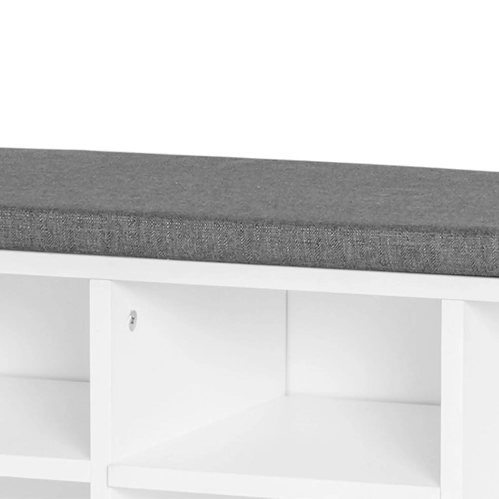 Shoe Rack Bench 8-10 Pairs of Shoes Adjustable Shelves, Wood, White, 104 x 30 x 48 cm