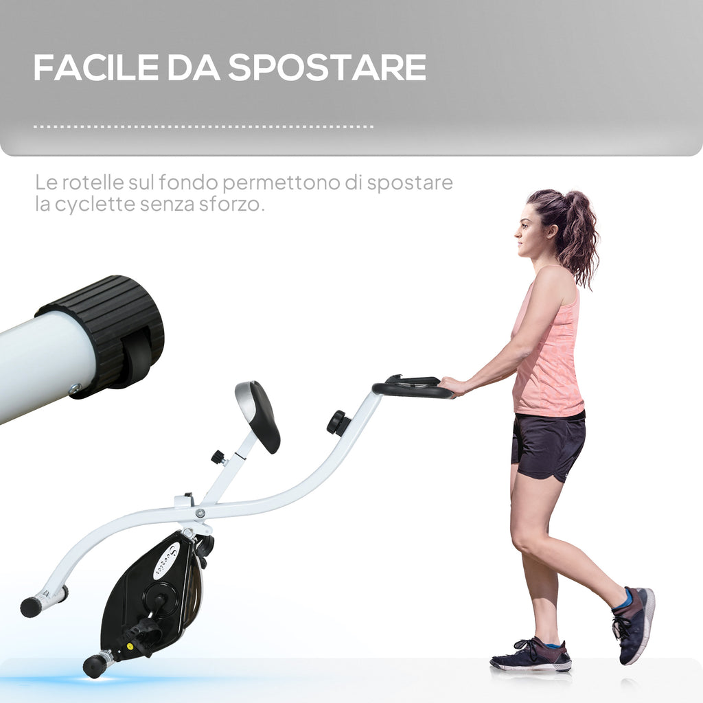 Folding Magnetic Exercise Bike with 8 Resistance Levels and Adjustable Seat, Steel, 97x43x110 cm, Black