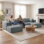 Modular Corner Sofa in Velvet Fabric with Cushions, 294x165x70 cm, Dark Grey