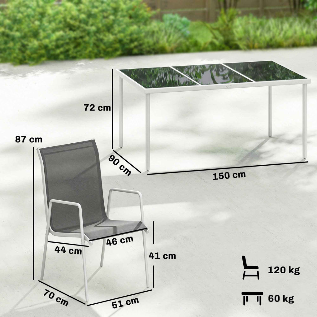 Outsunny 7-Piece Garden Set: Rectangular Table and 6 Stackable Chairs