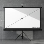 84" Foldable Projector Screen, 16:9 Format, Adjustable Tripod, 200 x 8 x 118 cm, Black