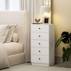 Chest of 5 drawers for modern and space-saving bedroom, 47x29x95 cm, White