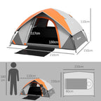 2-Person Camping Tent with Mesh Window and Hook, in Polyester, 210x150x110 cm, Gray and Orange