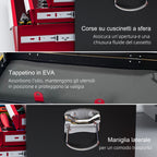 Tool Box with 6 Drawers in Steel with Lock, 60x26x34cm, Black and Red