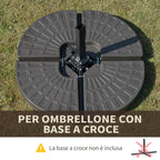 Decentralized Garden Umbrella Stand with Cross Base, Set of 4 HDPE Tiles 66x45x10cm