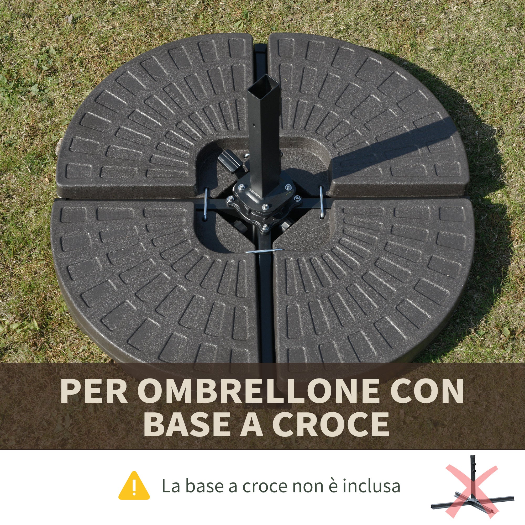 Decentralized Garden Umbrella Stand with Cross Base, Set of 4 HDPE Tiles 66x45x10cm