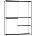 Wardrobe with 2 Rods and 4 Shelves, in Non-Woven Fabric, Plastic and Steel, 142x43x185 cm,