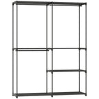 Wardrobe with 2 Rods and 4 Shelves, in Non-Woven Fabric, Plastic and Steel, 142x43x185 cm,