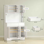 HOMCOM Modern Kitchen Sideboard with 4 Cabinets, 2 Drawers and Adjustable Shelves, 100x38x180 cm, White