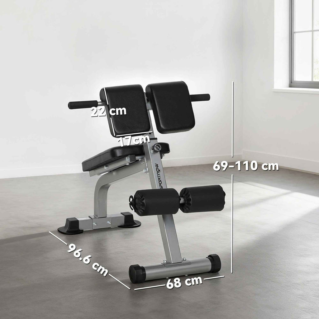 SPORTNOW Adjustable and Foldable Multifunctional Roman Bench, 150 kg Capacity, Silver